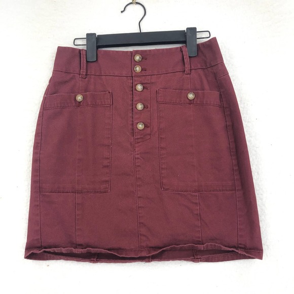 LOFT Skirts Loft Womens 4 Petite Red 7 Mini Skirt Exposed Button
